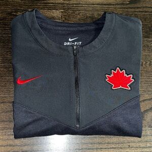 Nike Team Canada ‘Dri-FIT’ Quarter Zip Training Jacket/Shirt. Size: men’s Large